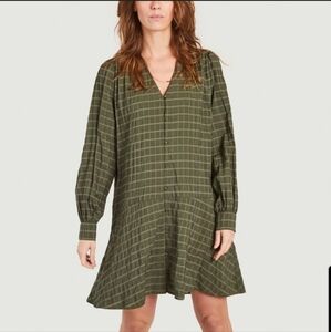 New Samsoe Samsoe Jetta checked long sleeves short dress XXS